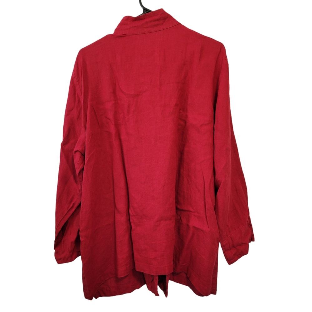 Flax Red Button Up Tunic Size Large Lagenlook - image 2